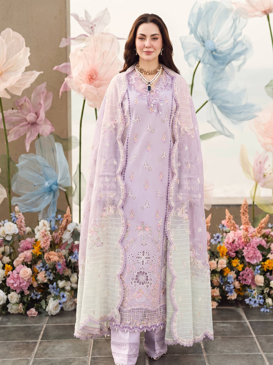 Chikankari Embroidered 3-Piece Dhanak Suit with Pashmina Shawl (Brand Code 218) | Winter Collection
